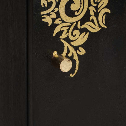 Wall Cabinet with Door Black 38 x 33 x 48 cm Solid Mango Wood