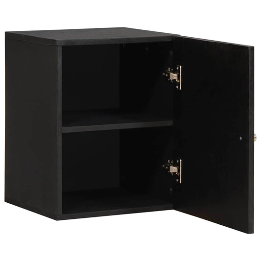 Wall Cabinet with Door Black 38 x 33 x 48 cm Solid Mango Wood