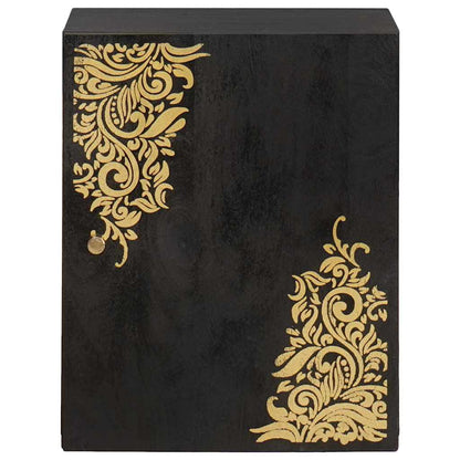 Wall Cabinet with Door Black 38 x 33 x 48 cm Solid Mango Wood