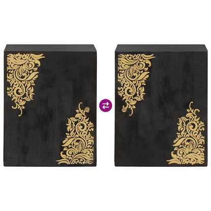 Wall Cabinet with Door Black 38 x 33 x 48 cm Solid Mango Wood