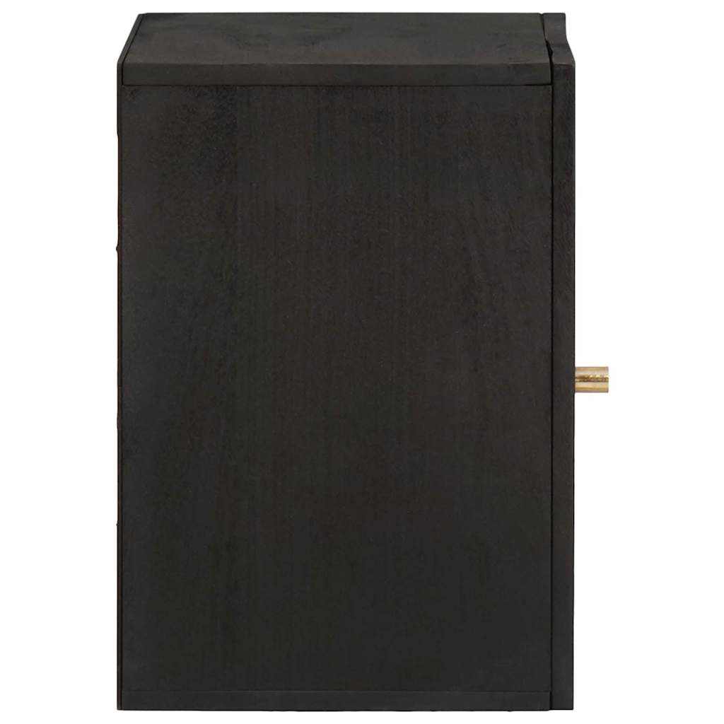 Wall Cabinet with Door Black 38 x 33 x 48 cm Solid Mango Wood