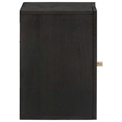 Wall Cabinet with Door Black 38 x 33 x 48 cm Solid Mango Wood