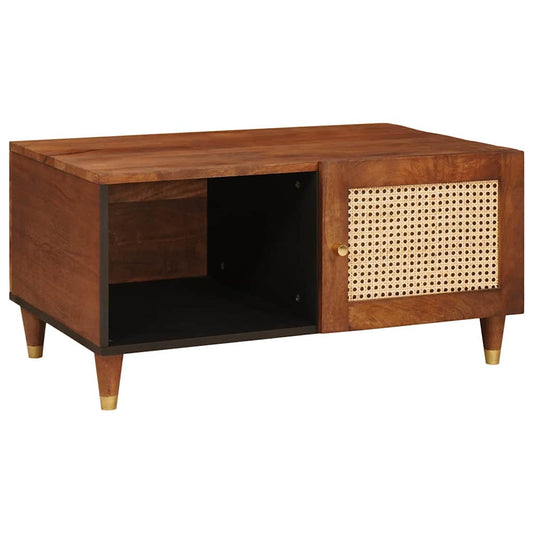 Coffee Tables Brown 80 x 50 x 40 cm Cane and solid mango wood