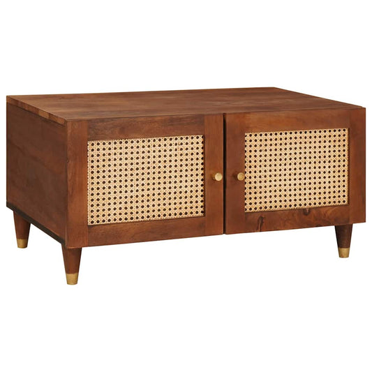 Coffee Tables Brown 80 x 50 x 40 cm Cane and solid mango wood