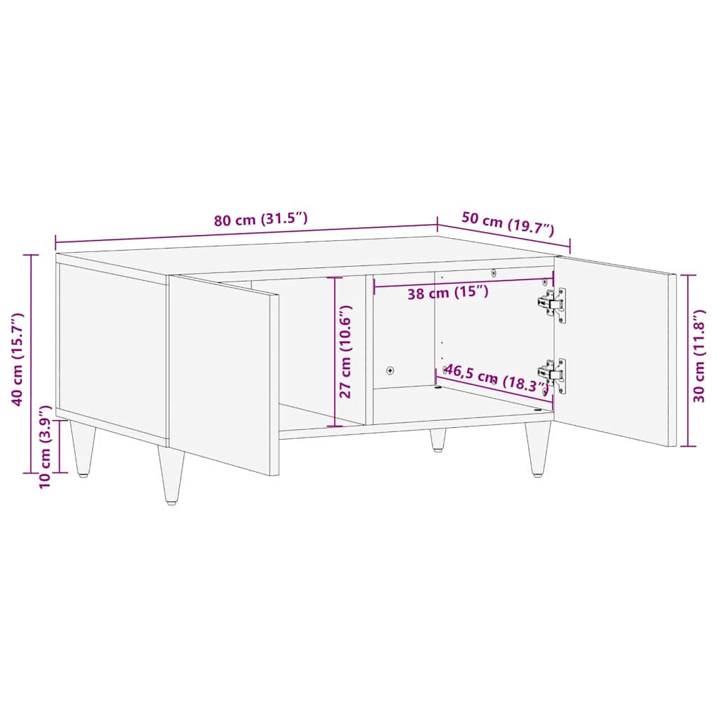 Coffee Tables Brown 80 x 50 x 40 cm Cane and solid mango wood