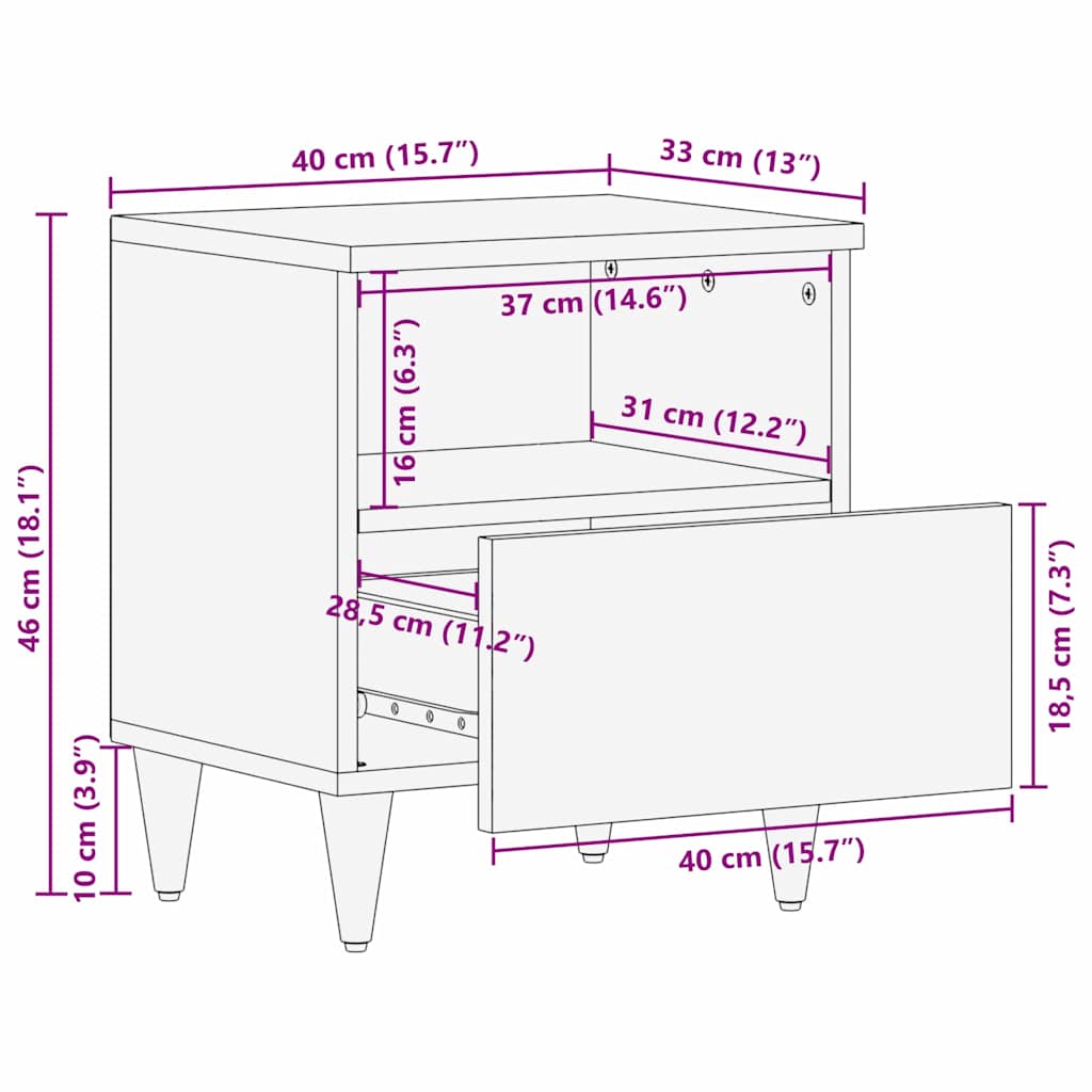 Bedside Tables with Drawer 40 x 33 x 46 cm