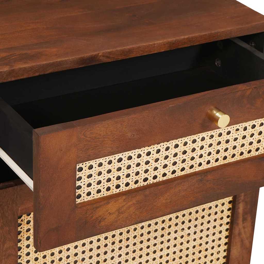 Bedside Tables Brown 50 x 33 x 60 cm Cane and solid mango wood