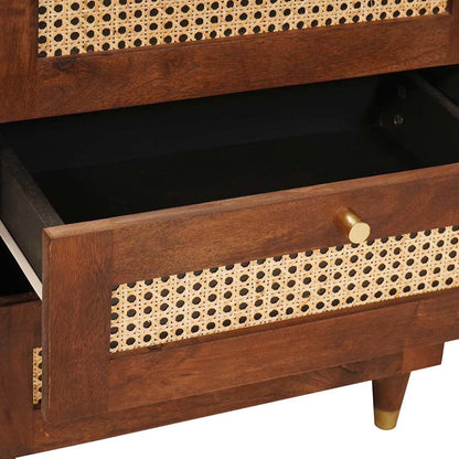 Bedside Tables Brown 50 x 33 x 60 cm Cane and solid mango wood