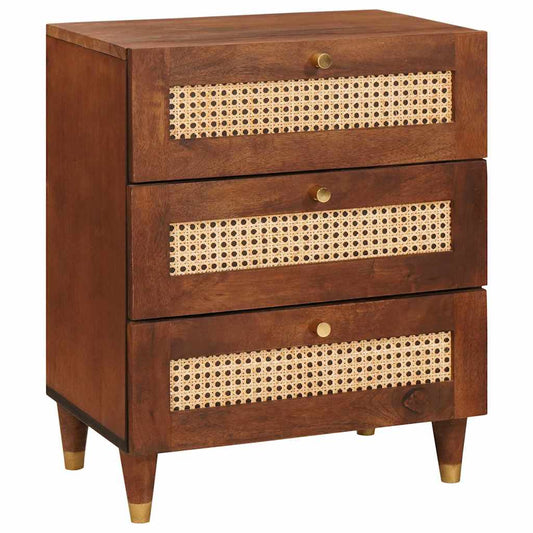 Bedside Tables Brown 50 x 33 x 60 cm Cane and solid mango wood
