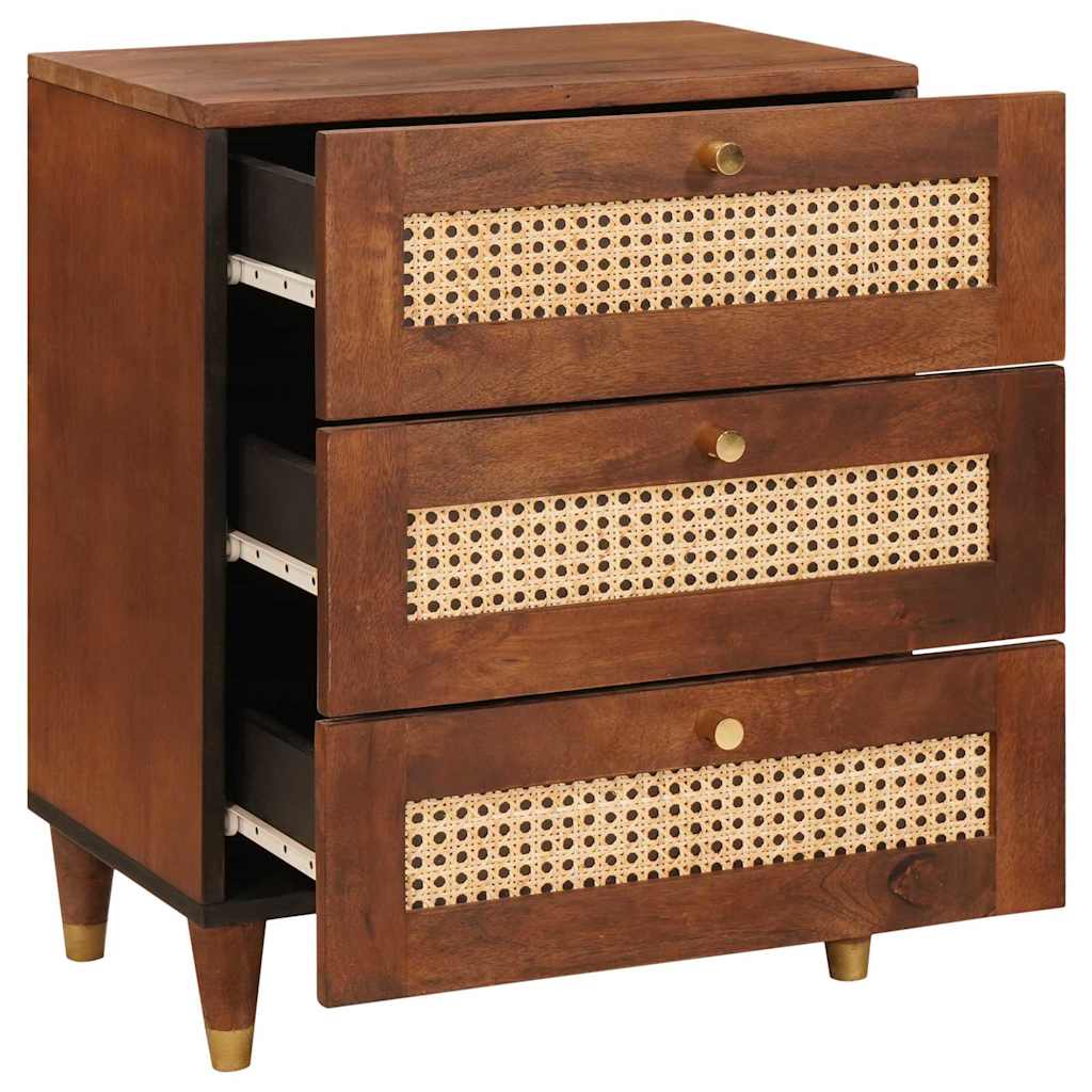 Bedside Tables Brown 50 x 33 x 60 cm Cane and solid mango wood