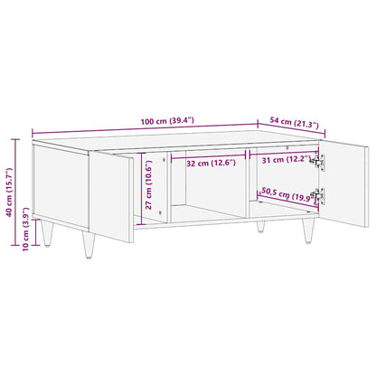 Coffee Tables Brown 100 x 54 x 40 cm Cane and solid mango wood