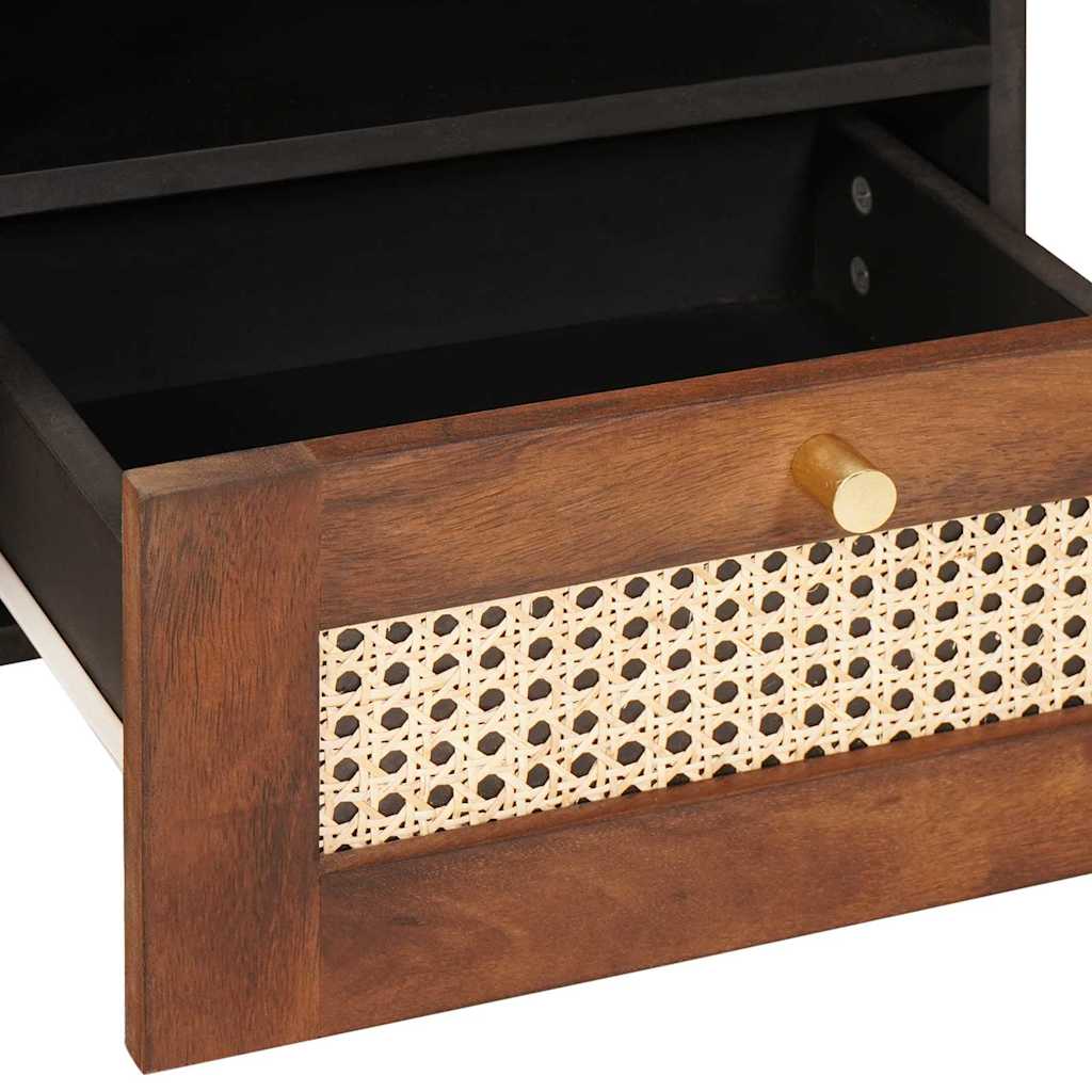 Coffee Tables Brown 80 x 54 x 40 cm Cane and solid mango wood