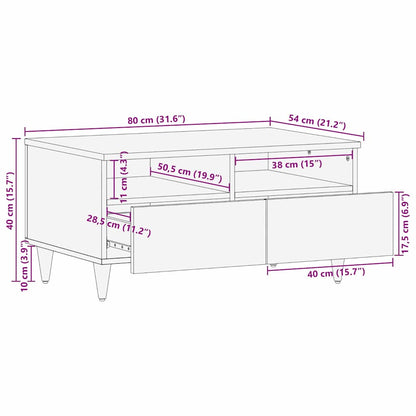 Coffee Tables Brown 80 x 54 x 40 cm Cane and solid mango wood