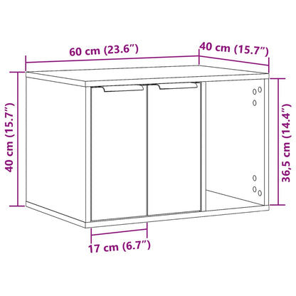 Cat Litter Box Enclosure Concrete Grey 60x40x40 cm Engineered Wood