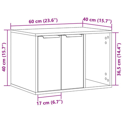 Cat Litter Box Enclosure Brown Oak 60x40x40 cm Engineered Wood