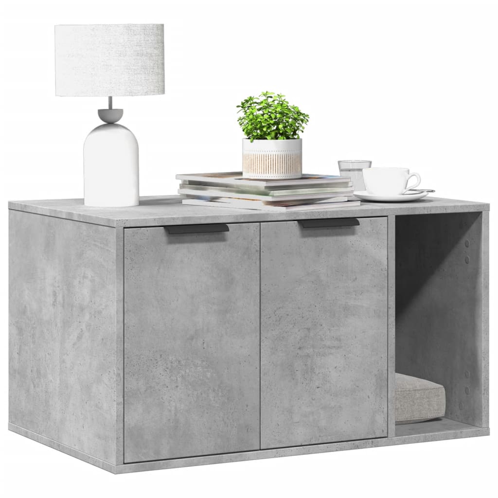 Cat Litter Box Enclosure Concrete Grey 80x50x45 cm Engineered Wood