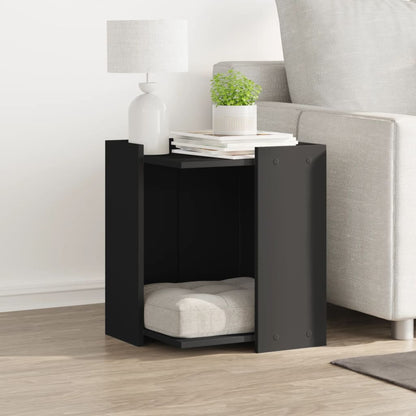 Cat Litter Box Enclosure Black 42x42x51 cm Engineered Wood
