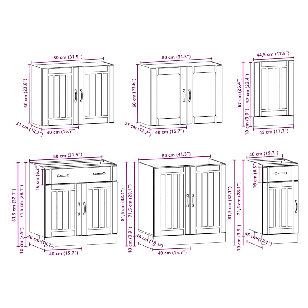 7 Piece Kitchen Cabinet Set Lucca Sonoma Oak Engineered Wood