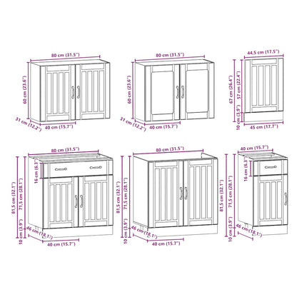 7 Piece Kitchen Cabinet Set Lucca Sonoma Oak Engineered Wood
