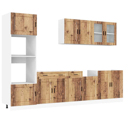 7 Piece Kitchen Cabinet Set Porto Old Wood Engineered Wood