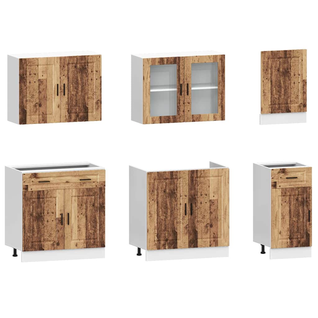 7 Piece Kitchen Cabinet Set Porto Old Wood Engineered Wood