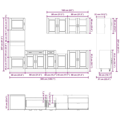 7 Piece Kitchen Cabinet Set Porto Old Wood Engineered Wood