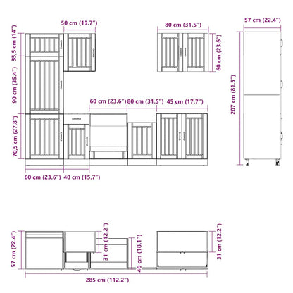 7 Piece Kitchen Cabinet Set Lucca Sonoma Oak Engineered Wood
