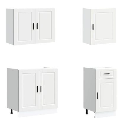 7 Piece Kitchen Cabinet Set Porto White Engineered Wood