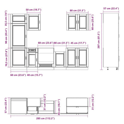 7 Piece Kitchen Cabinet Set Porto White Engineered Wood