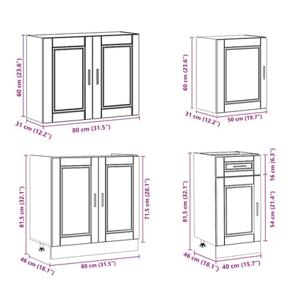 7 Piece Kitchen Cabinet Set Porto White Engineered Wood