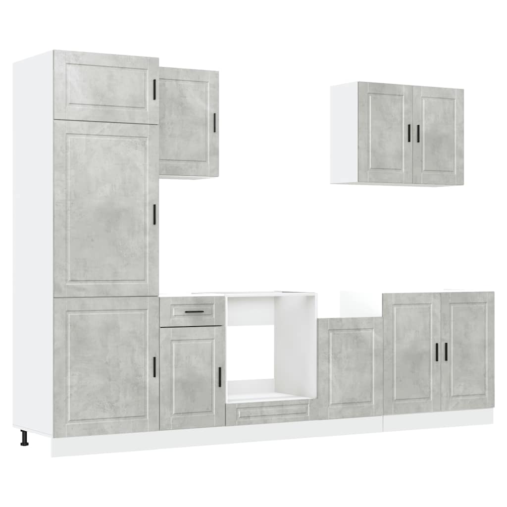 7 Piece Kitchen Cabinet Set Porto Concrete Grey Engineered Wood