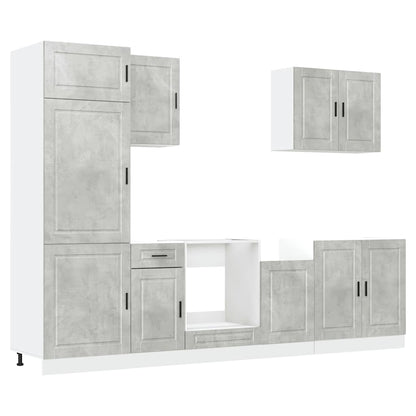 7 Piece Kitchen Cabinet Set Porto Concrete Grey Engineered Wood