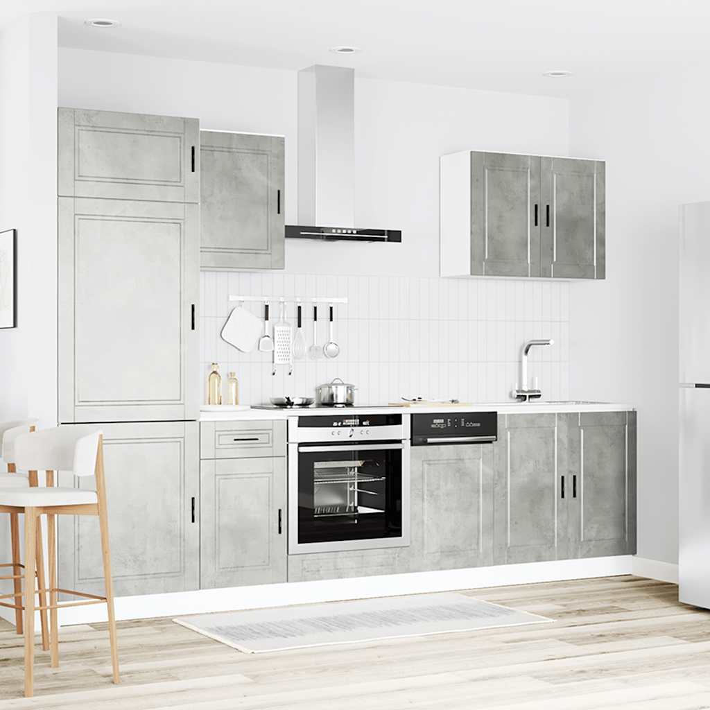 7 Piece Kitchen Cabinet Set Porto Concrete Grey Engineered Wood