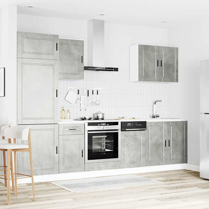 7 Piece Kitchen Cabinet Set Porto Concrete Grey Engineered Wood