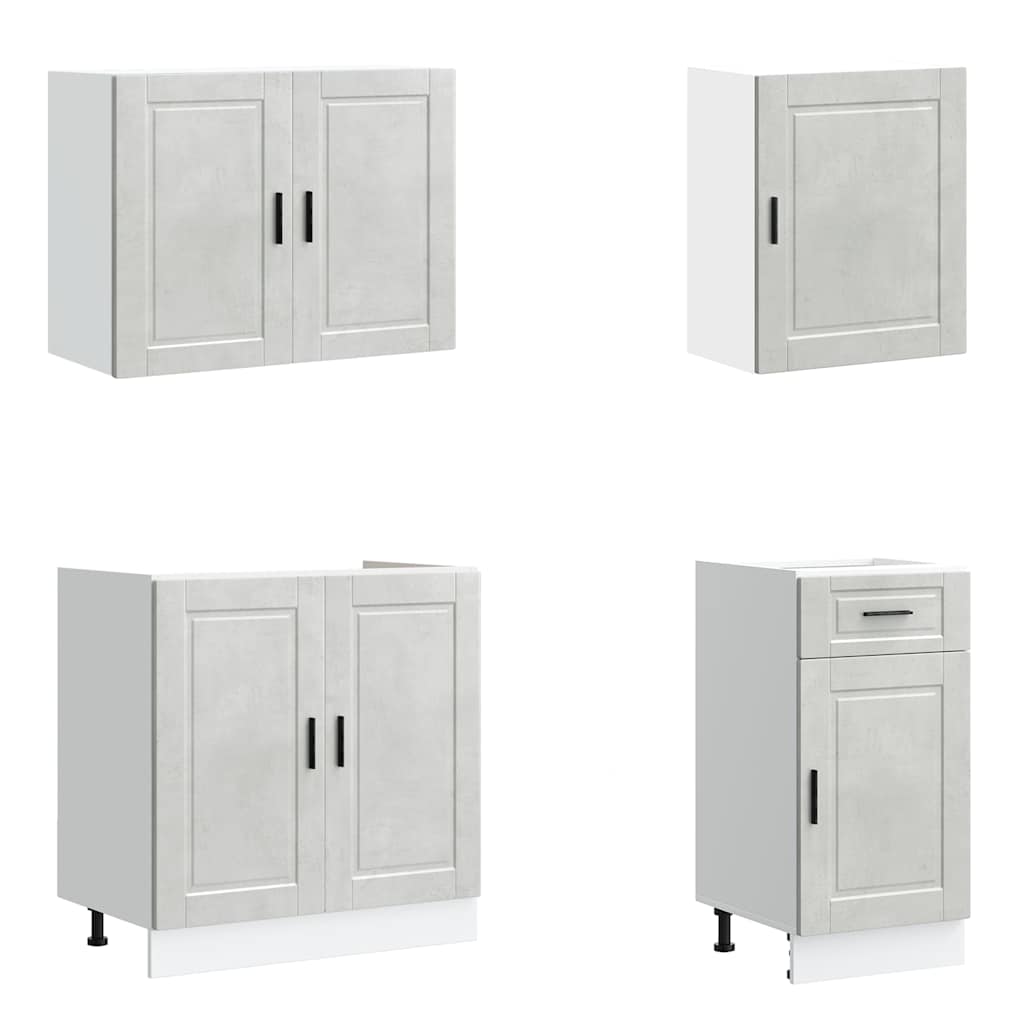 7 Piece Kitchen Cabinet Set Porto Concrete Grey Engineered Wood
