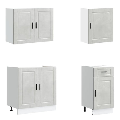7 Piece Kitchen Cabinet Set Porto Concrete Grey Engineered Wood