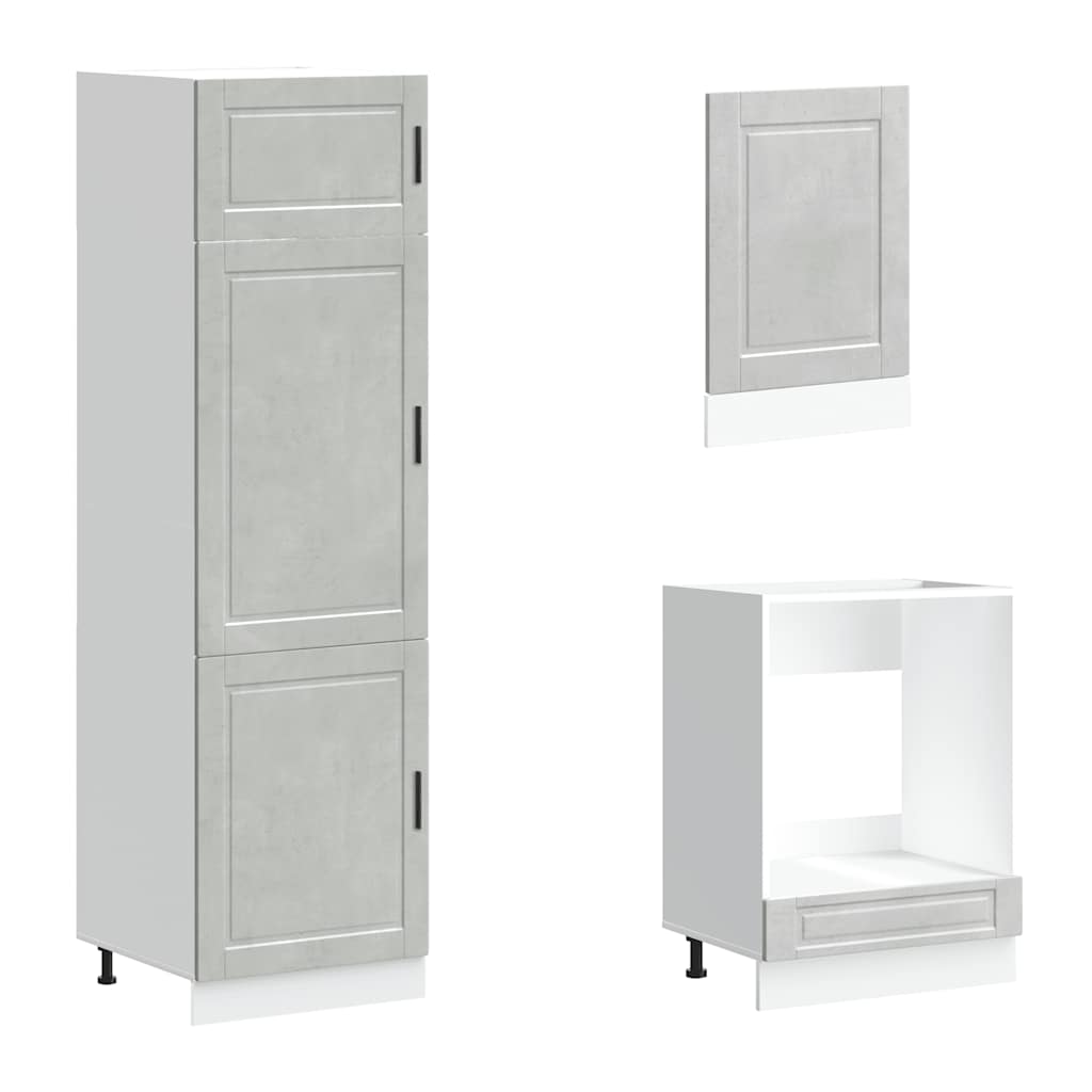 7 Piece Kitchen Cabinet Set Porto Concrete Grey Engineered Wood