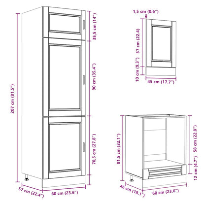 7 Piece Kitchen Cabinet Set Porto Concrete Grey Engineered Wood