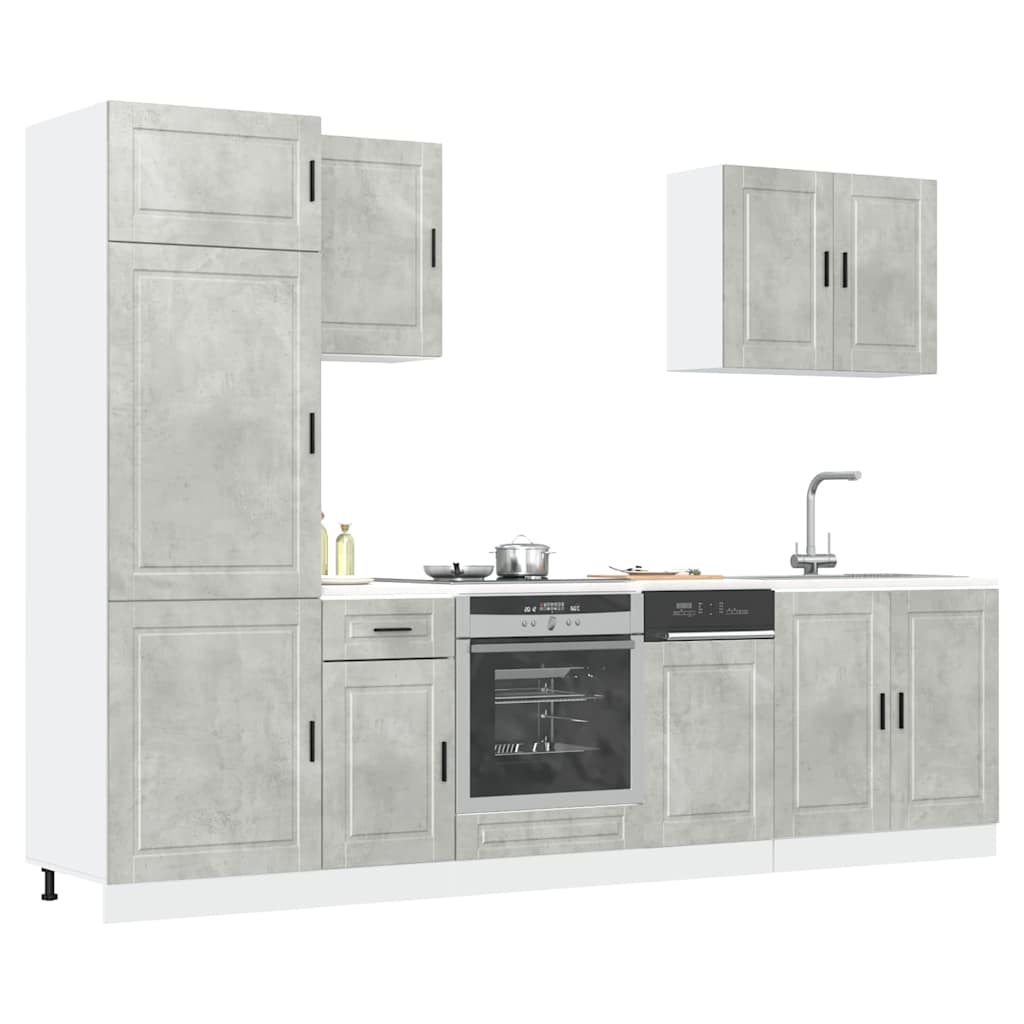 7 Piece Kitchen Cabinet Set Porto Concrete Grey Engineered Wood