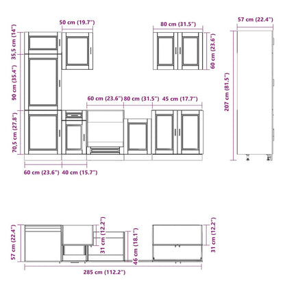 7 Piece Kitchen Cabinet Set Porto Grey Sonoma Engineered Wood
