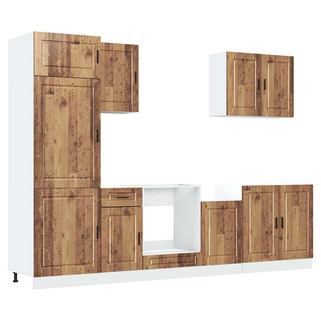 7 Piece Kitchen Cabinet Set Porto Old Wood Engineered Wood