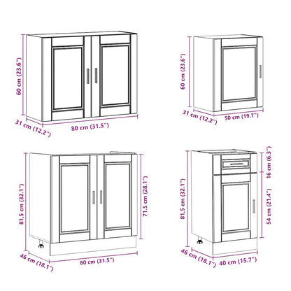 7 Piece Kitchen Cabinet Set Porto Old Wood Engineered Wood