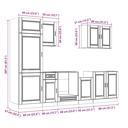 7 Piece Kitchen Cabinet Set Porto Old Wood Engineered Wood