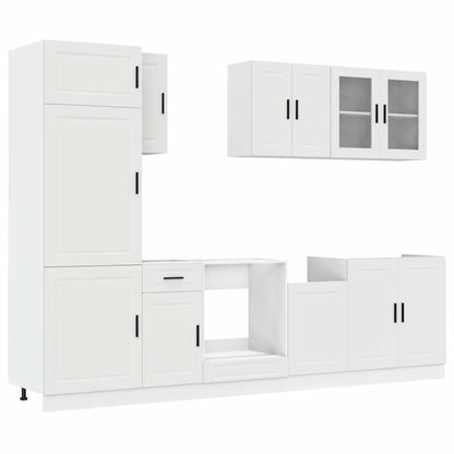 8 Piece Kitchen Cabinet Set Porto White Engineered Wood