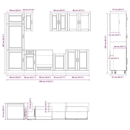 8 Piece Kitchen Cabinet Set Porto White Engineered Wood