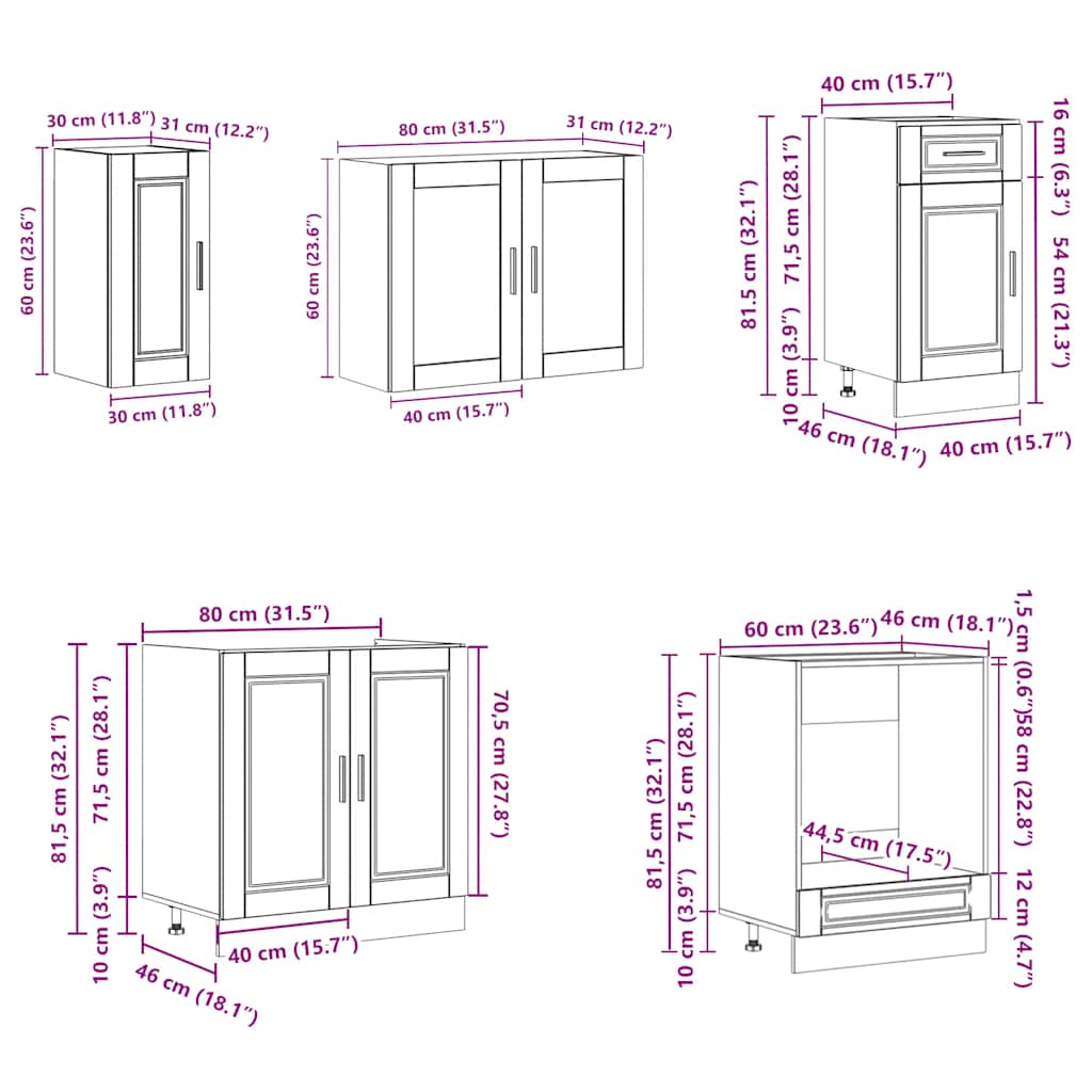 8 Piece Kitchen Cabinet Set Porto White Engineered Wood