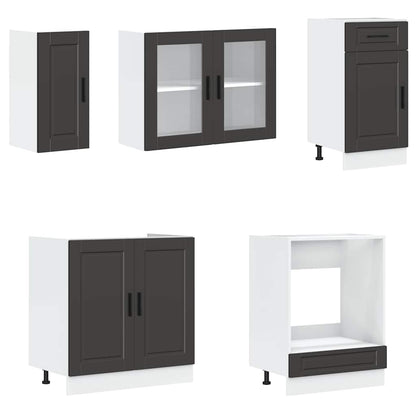 8 Piece Kitchen Cabinet Set Porto Black Engineered Wood
