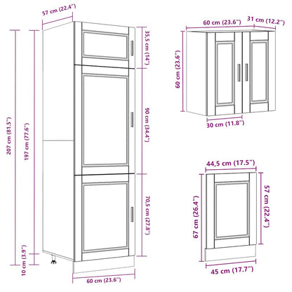 8 Piece Kitchen Cabinet Set Porto Black Engineered Wood