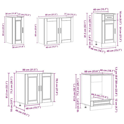 8 Piece Kitchen Cabinet Set Porto High Gloss White Engineered Wood