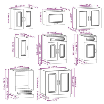8 Piece Kitchen Cabinet Set Kalmar Grey Sonoma Engineered Wood